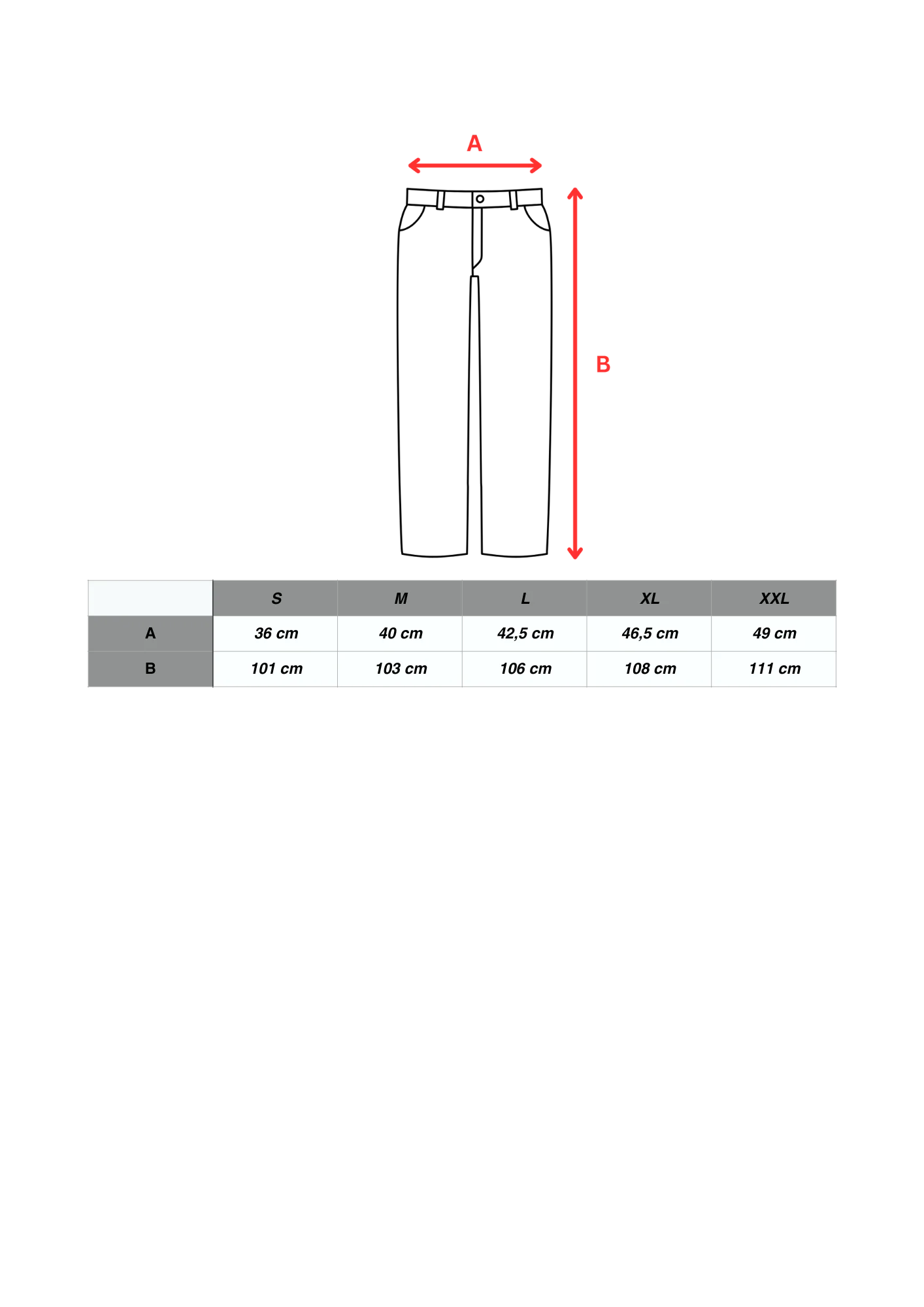 PÉGEZ size chart
